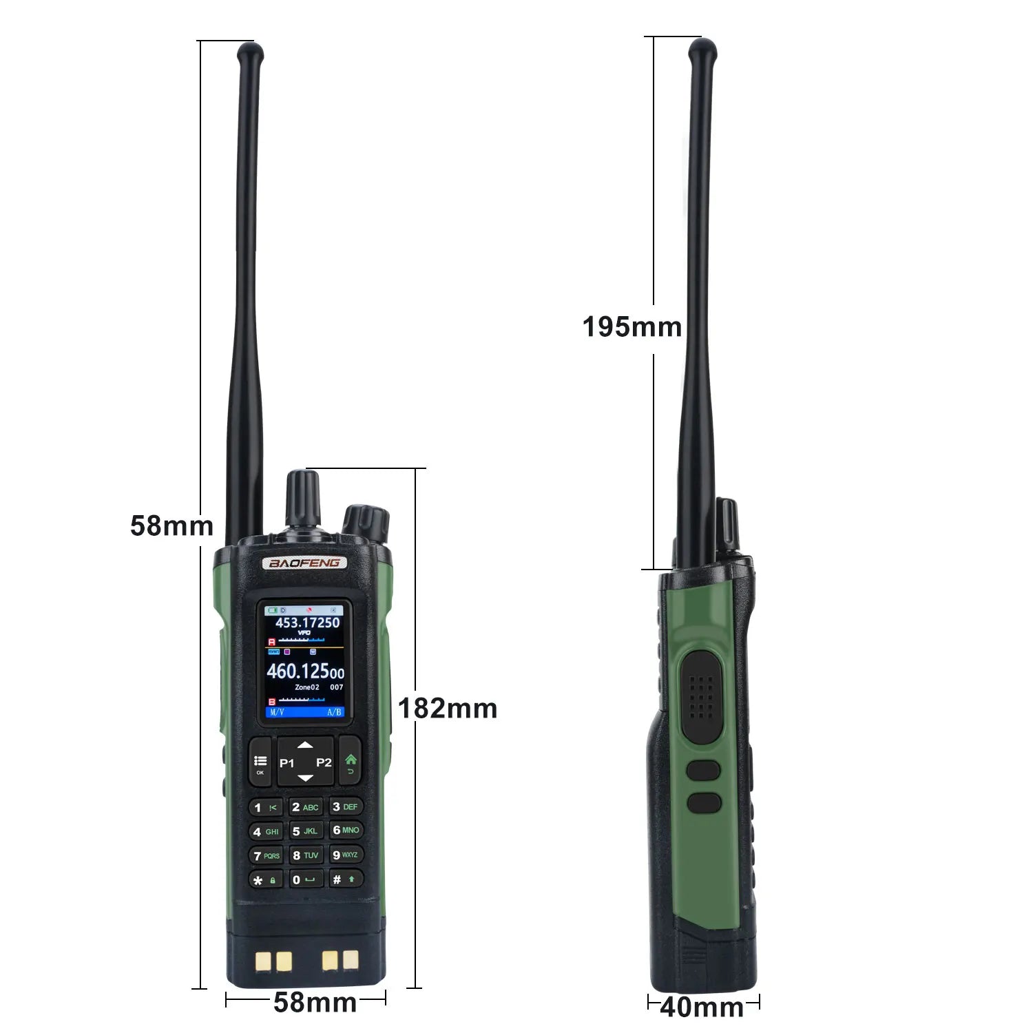 Walkie Talkie Baofeng UV-32 Air Band 10W GPS Amateur FM Two Way Radio with 2.0" HD Screen and 2200mah USB-C Charging Battery