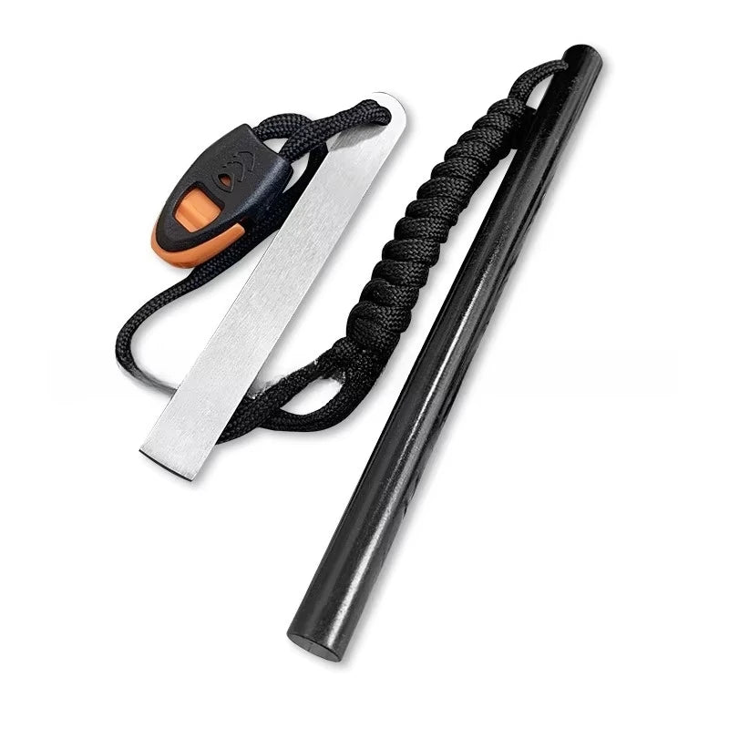 10*150mm Outdoor Flint Magnesium Rod with White Steel Scraper Whistle Camping Gnition Flint Rod EDC Survival Fire Starting Tool