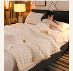 2025 new solid color simple blanket imitation rabbit velvet super soft plush blanket high gram weight sofa blanket winter warmth