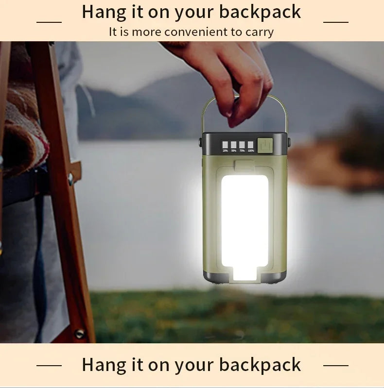 2000mAh Solar Camping Light Foldable Portable Tent Light with Intelligent Display Outdoor Hanging Light