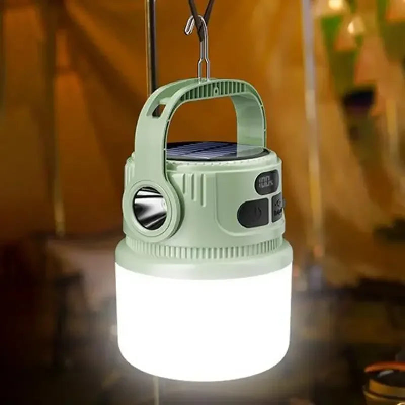 Portable LED Camping Flashlight Rechargeable LED Camping Solar Rechargeable Lantern Waterproof Outdoor Supplies Lightweight Tent
