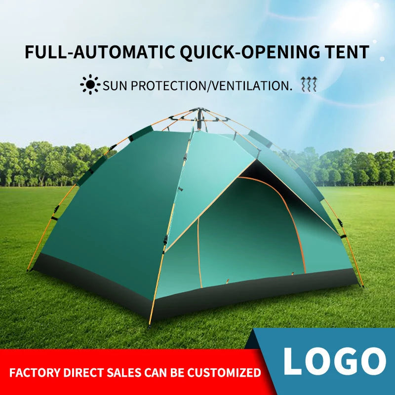 Fully Automatic 3-4 people Double-Layer Beach Camping Tent - Complete Portable Outdoor Family Camping Gear Set