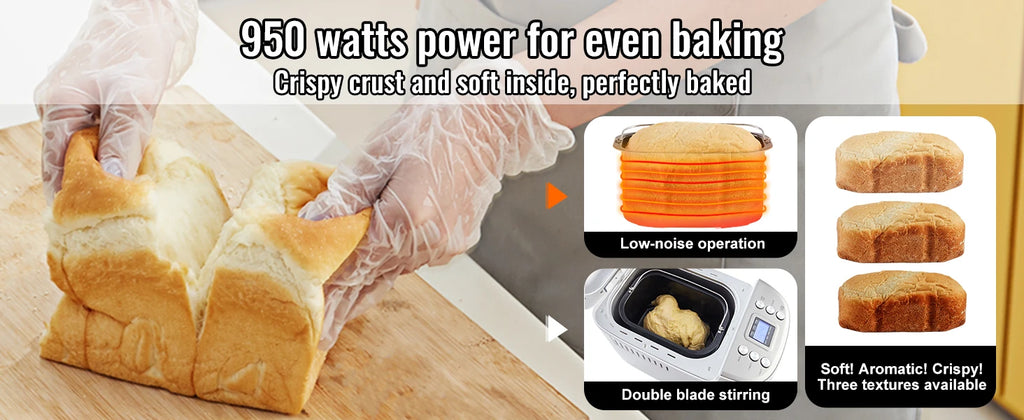 SucceBuy 3 LB Bread Maker 15-in-1 Dough Machine Nonstick Ceramic Pan Automatic Bread maker with Gluten Free Setting