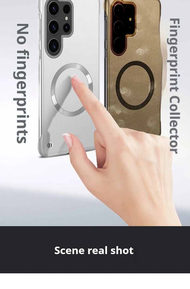 Thin Metallic Paint PC For Magsafe Magnetic Case For Samsung Galaxy S25Ultra S25 S24 S23 S22 Plus Ultra Borderless Cooling Cover