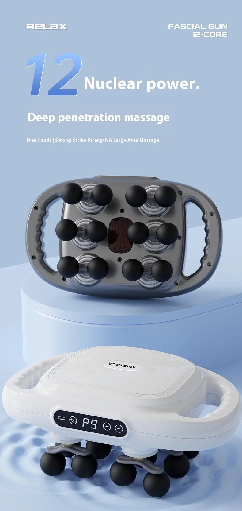 High-Frequency Vibration Full-Bbody Massage Gun Back, Waist, Neck and Shoulder Massager muscle Massager 12/16-Head fascia Gun