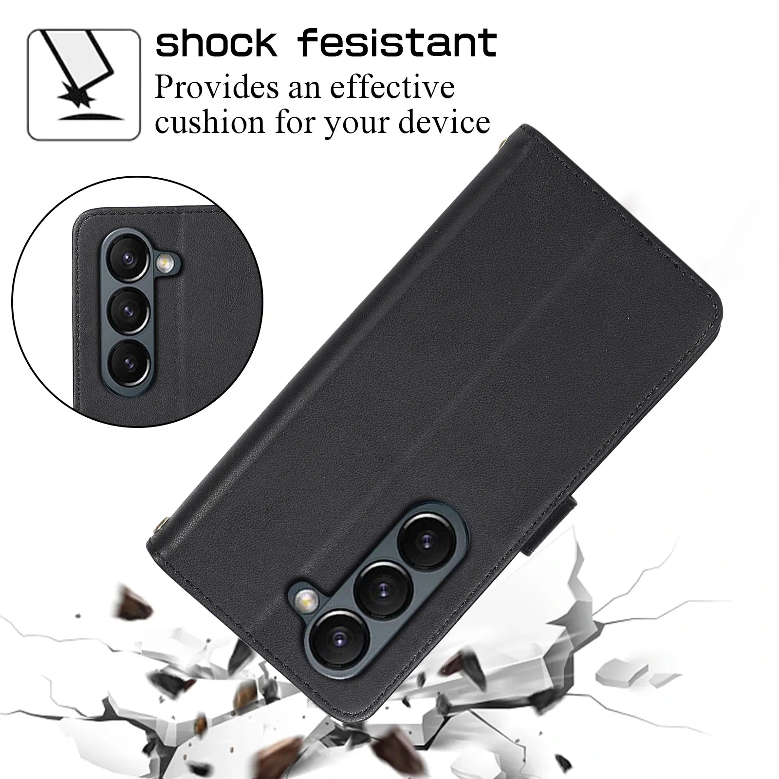 Crossbody Lanyard Leather Phone Case for Samsung Galaxy Z Fold 7 6 5 4 3 Fold5 Fold4 Fold6 5G Wallet with Card Holder Slot Cover