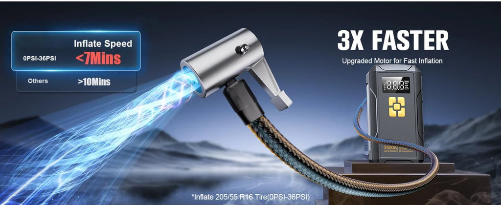 Jump Starter with Air Compressor 3500A Jump Starter 150PSI Air Pump Multifunctional Tire Inflator Power Bank Lighting for Car