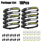 Sensor Headlamp USB Rechargeable LED Flashlight XPE+COB Torch Camping Waterproof Headlight Fishing Headlamp 1/2/3/4/5/8/10PCS