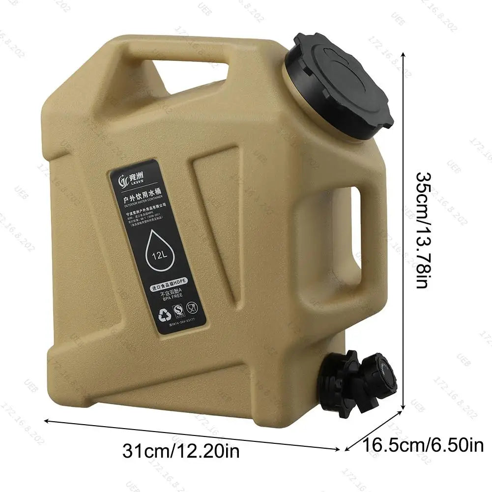 12L Water Storage Container No Leakage Water Storage Carrier Portable Large Capacity Outdoor Hiking Accessories