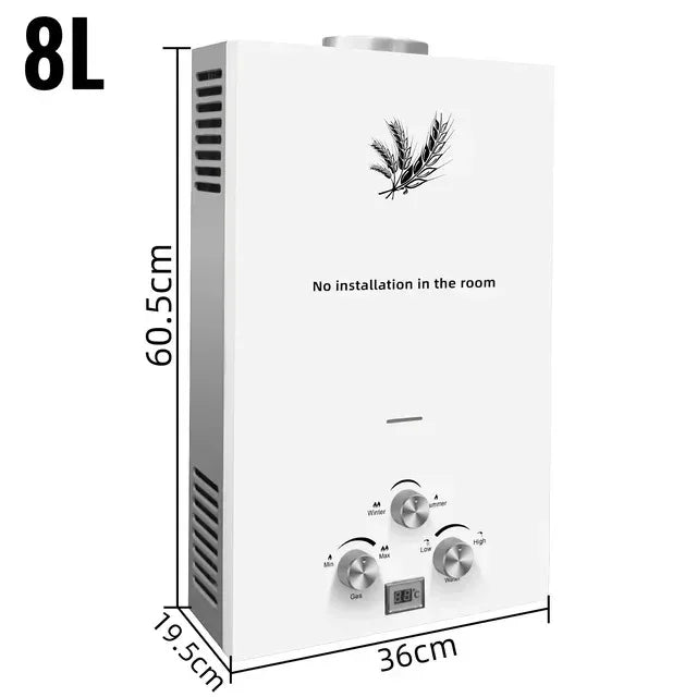 VEVOR 6L 8L 10L 12L 16L 18L LPG Portable Instand Water Heater Propane Gas LPG Wall-Mounted Tankless Water Heater Digital Display