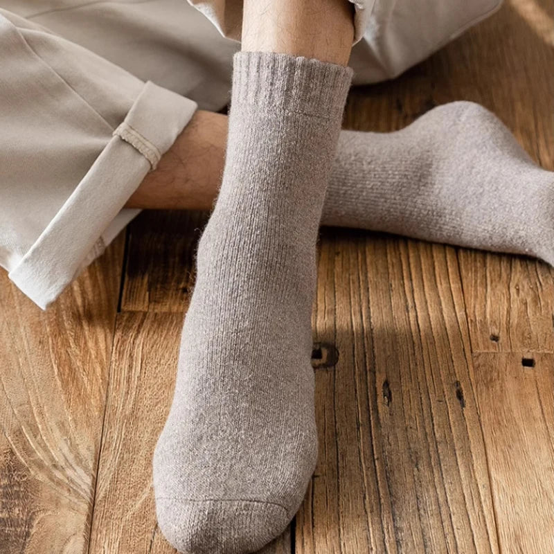 2025 New Winter Warm Women Socks Wool Male Men Socks Super Thicker Solid Socks Merino Wool Socks Against Cold Snow Terry Socks