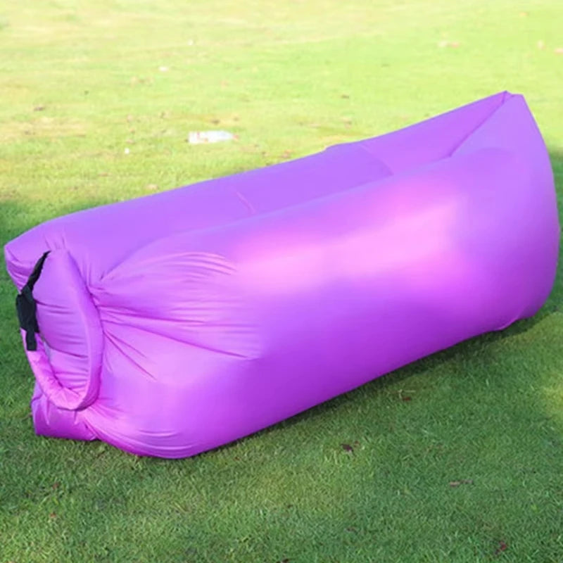 Single Person Lazy Inflatable Sofa Portable Outdoor Beach Air Sofa Bed Folding Camping Sleeping Bag for Comfortable Rest