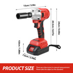1000N.m (740ft-lbs) Cordless Impact Wrench Brushless Electric High Torque with Batteries 1500MAh 20V Fast Charger for Car Truck