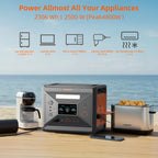 Greenery Portable Power Station 2500W/2304Wh Large Capacity Solar Generator with Cart Fast Charging Emergency Power for Backup