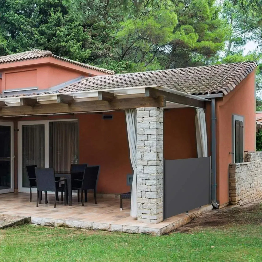 Retractable Side Awning, UV 50+ Full Aluminum Rust-Proof Patio Sunshine Screen, 280 g Thicken Privacy Divider & Wind Screen