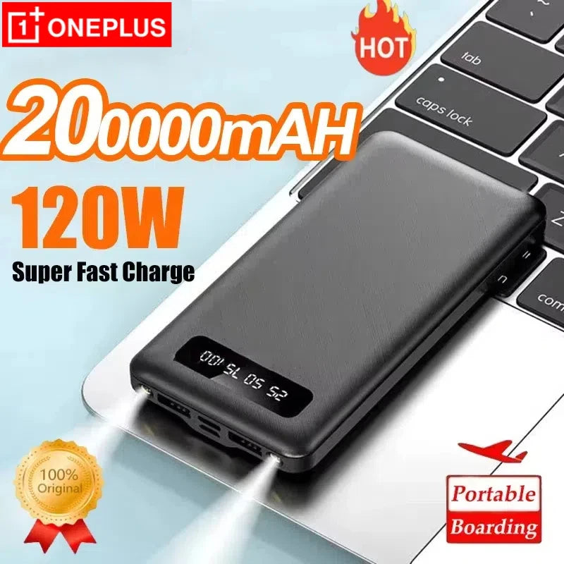 OnePlus 200000mAh Power Bank120W Fast Charge Large Capacity  External Battery With LED Digital Display For IPhone Xiaomi Samsung