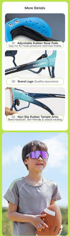 ROCKBROS Sunglasses Kids Girls Boys Polarized/Photochromic Goggles Children Glasses UV Protection Eyeglasses Eyewear