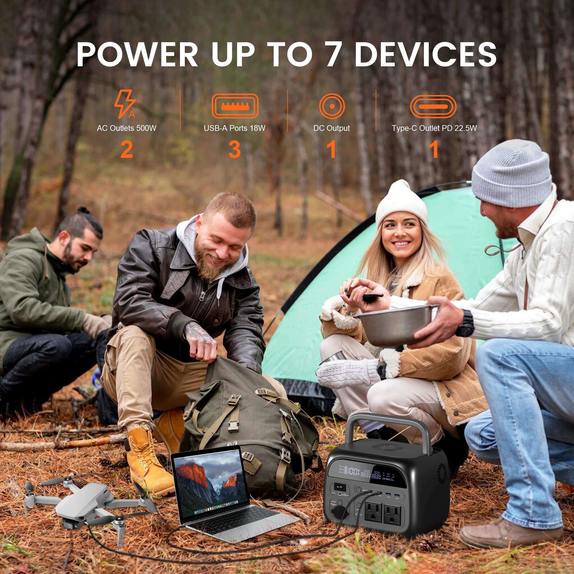 CTOLITY AP400 500W Solar Generator Portable Power Station 345Wh LiFePO4 Battery 110V 220V AC Output Home Camping Travel RVs