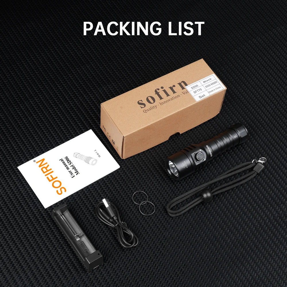 Sofirn SD06 Diving Flashlight SFT70 3200lm Rechargeable Underwater Deep Scuba Torch Dive LED Light Powerful 21700 Under 100M