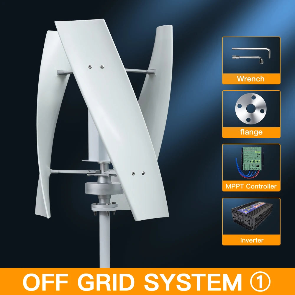 Household Vertical Wind Turbine 3000W 12V/24V/48V Low Noise Free MPPT Controller Duty-Free Delivery In Poland