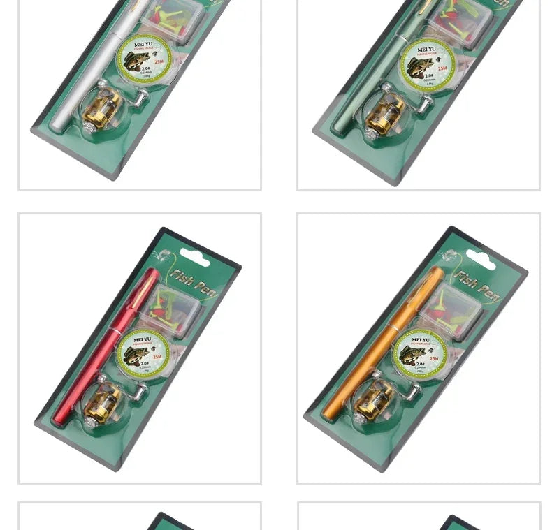 [Fish Rod+Reel+Line+Accessories] Portable Pocket Telescopic Fishing Rod Reel Full Kit Pen Shape Pole 96cm For Fishing Beginner