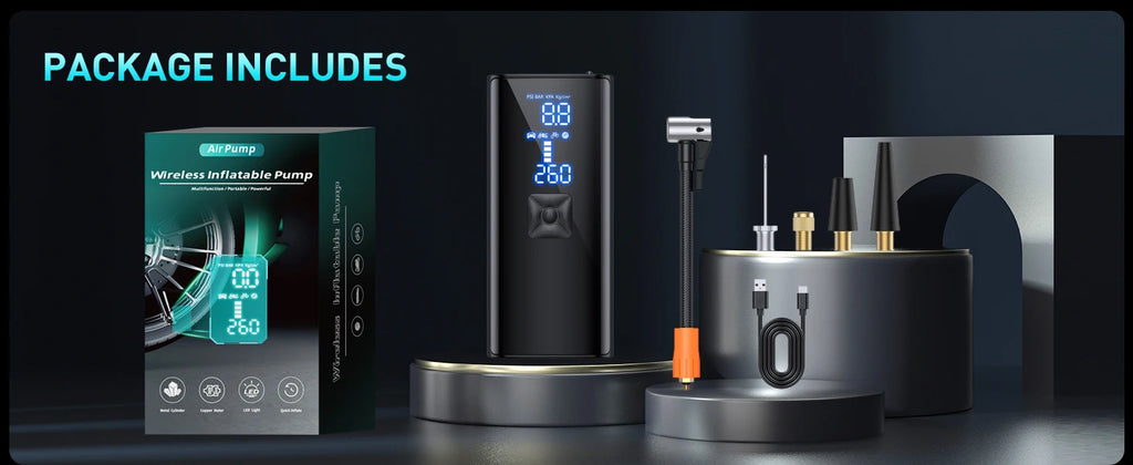 Car Air Compressor Super Fast Electric Tyre Inflator Pump With LED Lamp For Motorcycle Bicycle Tire Portable Inflatable Pump