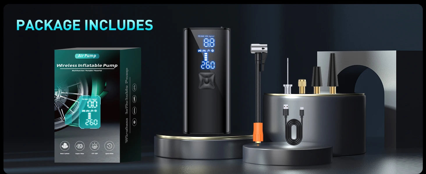 Car Air Compressor Super Fast Electric Tyre Inflator Pump With LED Lamp For Motorcycle Bicycle Tire Portable Inflatable Pump