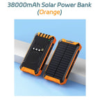 Long-lasting Solar Power Bank, Portable Solar External Battery Pack Built-in Cables, Portable Wireless Charger with Solar Panel
