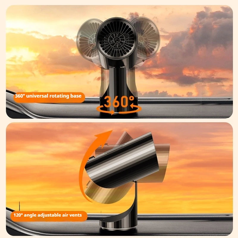 Eary 12V 24V 360°Rotate Car Heater 150W Windshield Defogger Defroster for Winter 2 in 1 Fast Heating & Cooling Fan for Car Sedan