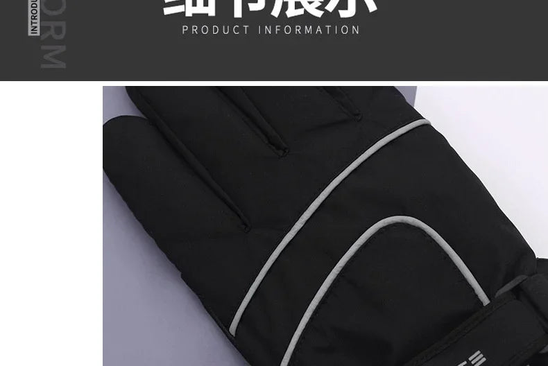 Waterproof Ski Men Glove Winter Touchscreen Thermal Lining Gloves Anti-Slip Warm Water-Repellent Winter Ski-Gloves