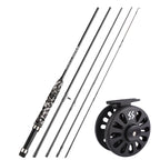 Sougayilang Fly Fishing Rods and Reels 5-sections Carbon Rod 5/6 Reels for Trout Perch Fishing Suitable for Leisure Fishing