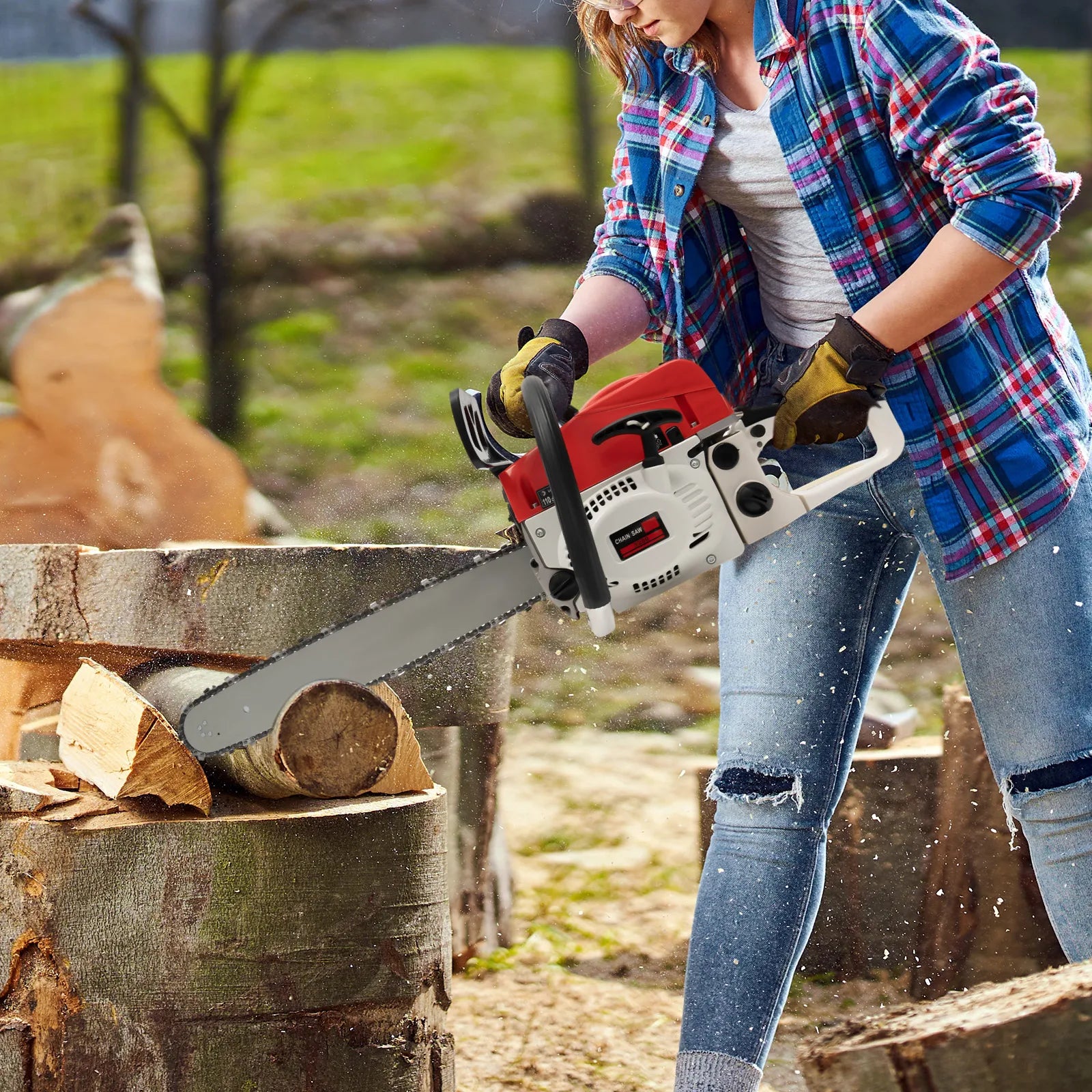 20inch/22inch Gas-powered Chainsaw, 2-Stroke 52CC Air-cooled Gasoline Chainsaw, Chainsaw Cutting Wood Gas Sawing, Chain Saw Set