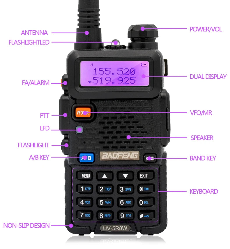 1/2PCS Baofeng UV 5R 5W 8W Walkie Talkie Ham CB Radio Long Range Dual Band VHF UHF FM Transceiver Two Way Radio UV5R K5 Plus