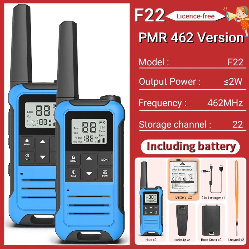 2pcs Baofeng F22 Kids Walkie Talkie Rechargeable Type-C Ham Radio Electronic Toys Birthday Gift Children