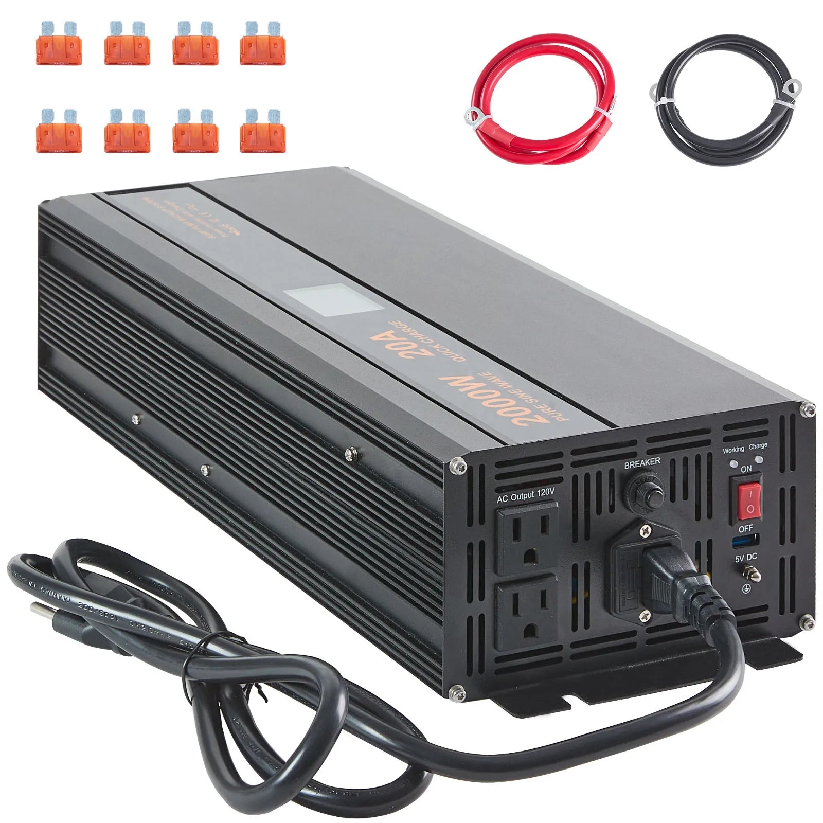 SucceBuy 2000W/2500W Sump Pump Battery Backup System LCD Display Auto Switches to Battery Inverter Power for Emergency Power Use