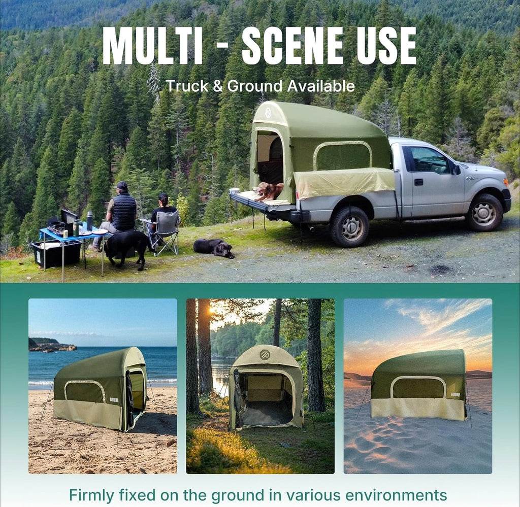 Truck Bed Tent 5.5ft-8ft for 2+1People/Family,2 Mins Fast Setup Inflatable Pickup Truck Tent,PU 3000mm Waterproof·New Popularity