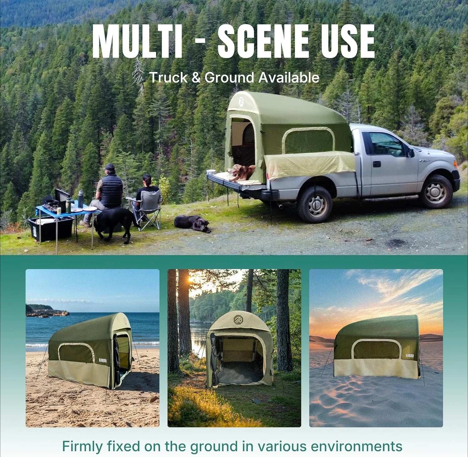 Truck Bed Tent 5.5ft-8ft for 2+1People/Family,2 Mins Fast Setup Inflatable Pickup Truck Tent,PU 3000mm Waterproof·New Popularity