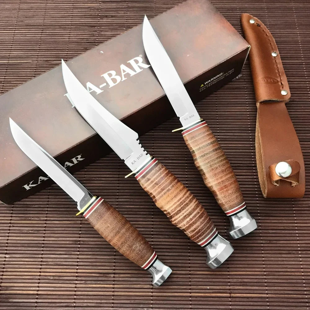 NEW KA-BAR Hunter Fixed Blade Knife 1232 / 1226 / 1233 3 Models Outdoor EDC Pocket Knife 4116 Steel Blade Wood Handle