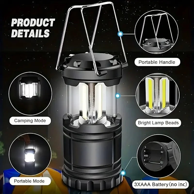 Tent Lamp LED Portable Lantern Telescopic Torch Camping Lamp Outdoor Waterproof Emergency Light Battery Powered