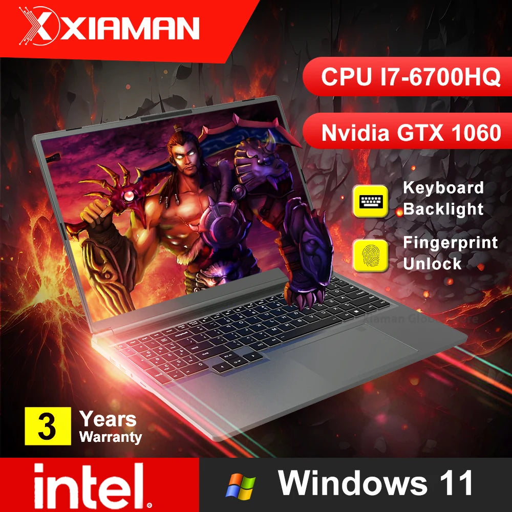 16" Gaming Laptop intel Core i7-6700HQ GTX 1060 IPS 1920*1200 Notebook PC Gamer 16GB DDR4 1TB SSD Windows 11 Pro Laptop Computer