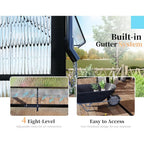 16x12x9.5 FT Polycarbonate Greenhouse for Outdoors, Pavilion Style Greenhouse with 4 Vent Windows, Lockable Double Doors, Ideal