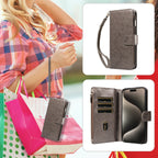 Embossed Zipper Leather Case for Samsung GalaxyS25Ultra S24 S23 S22 S21 S20 S10 S9 S8 Plus FE M33 NOTE10 Series Wallet Cover