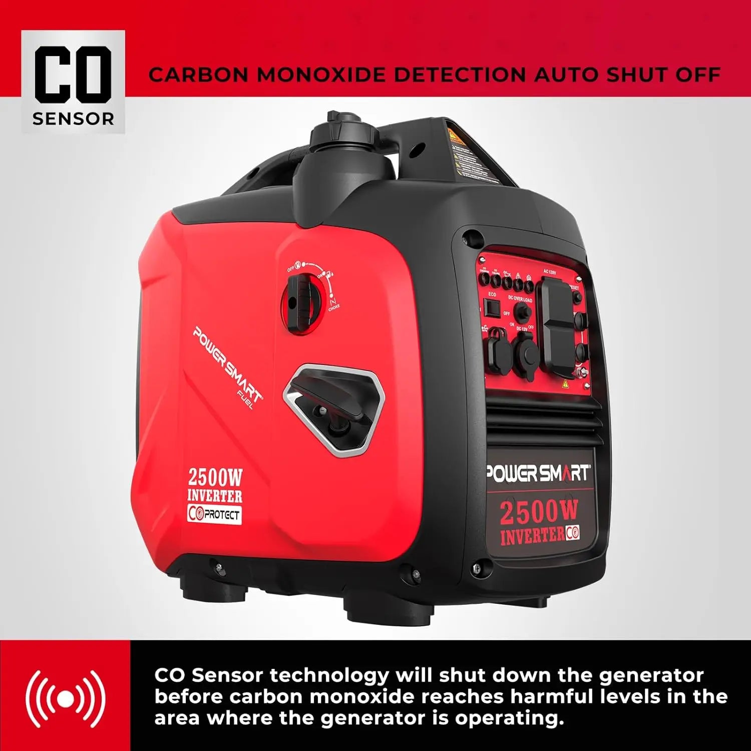 2500-Watt GasPoweredPortableInverter Generator, SuperQuietforCamping, Tailgating, Home Emergency