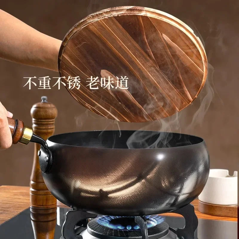 Hot selling iron pot, big belly pot, handmade forging small wok, mini small iron pot, uncoated and non stick household wok