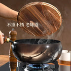 Hot selling iron pot, big belly pot, handmade forging small wok, mini small iron pot, uncoated and non stick household wok