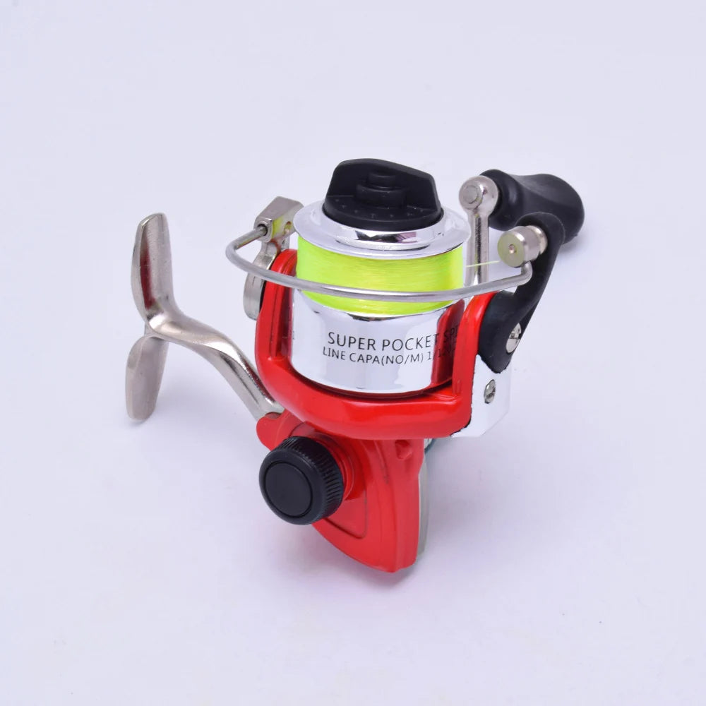 1 mini metal spinning wheel, micro object fishing wheel, fishing throwing pen, fishing rod, special small foot loaf