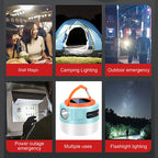 Outdoor Solar Camping Light High Power Work Light LED Flashlight Emergency Power Bank Tent Hanging Lamp Lantern Rechargeable