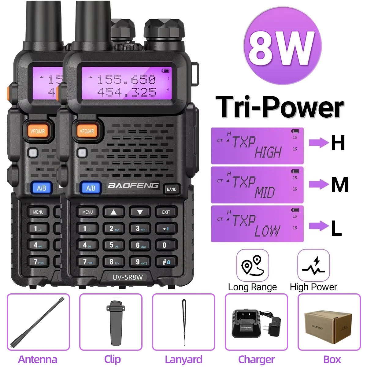 2PCS Baofeng UV 5R 5W 8W Walkie Talkie Portable Ham CB Radio Dual Band VHF UHF FM Transceiver Two Way Radio UV82 S9 K5 Plus