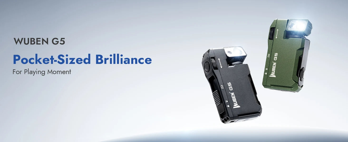 WUBEN G5 Rechargeable EDC Flashlight, 400 Lumens Dual Light Sources Mini Flashlight with RGB Light, Portable Pocket Flashlights