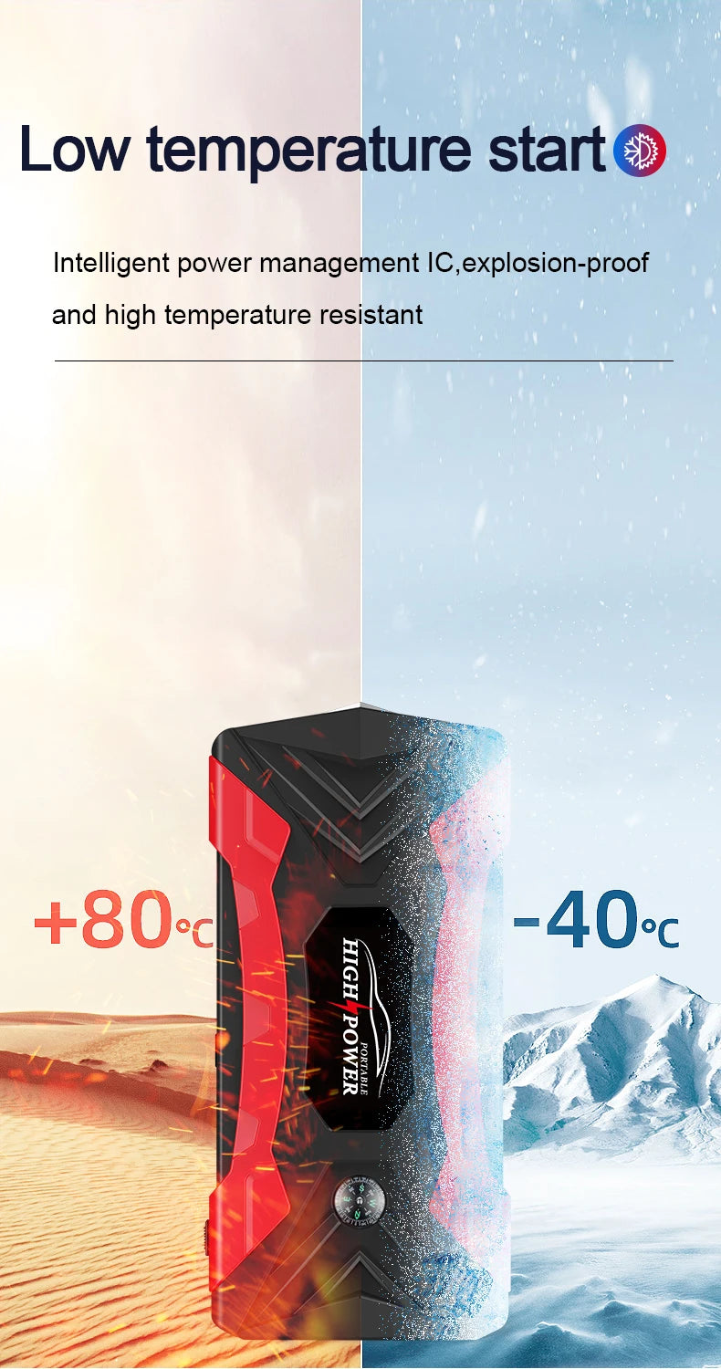 12V 60000mAh Car Jump Starter Digital Display Emergency Power Supply Portable Emergency Starter Car Battery Booster Power Bank